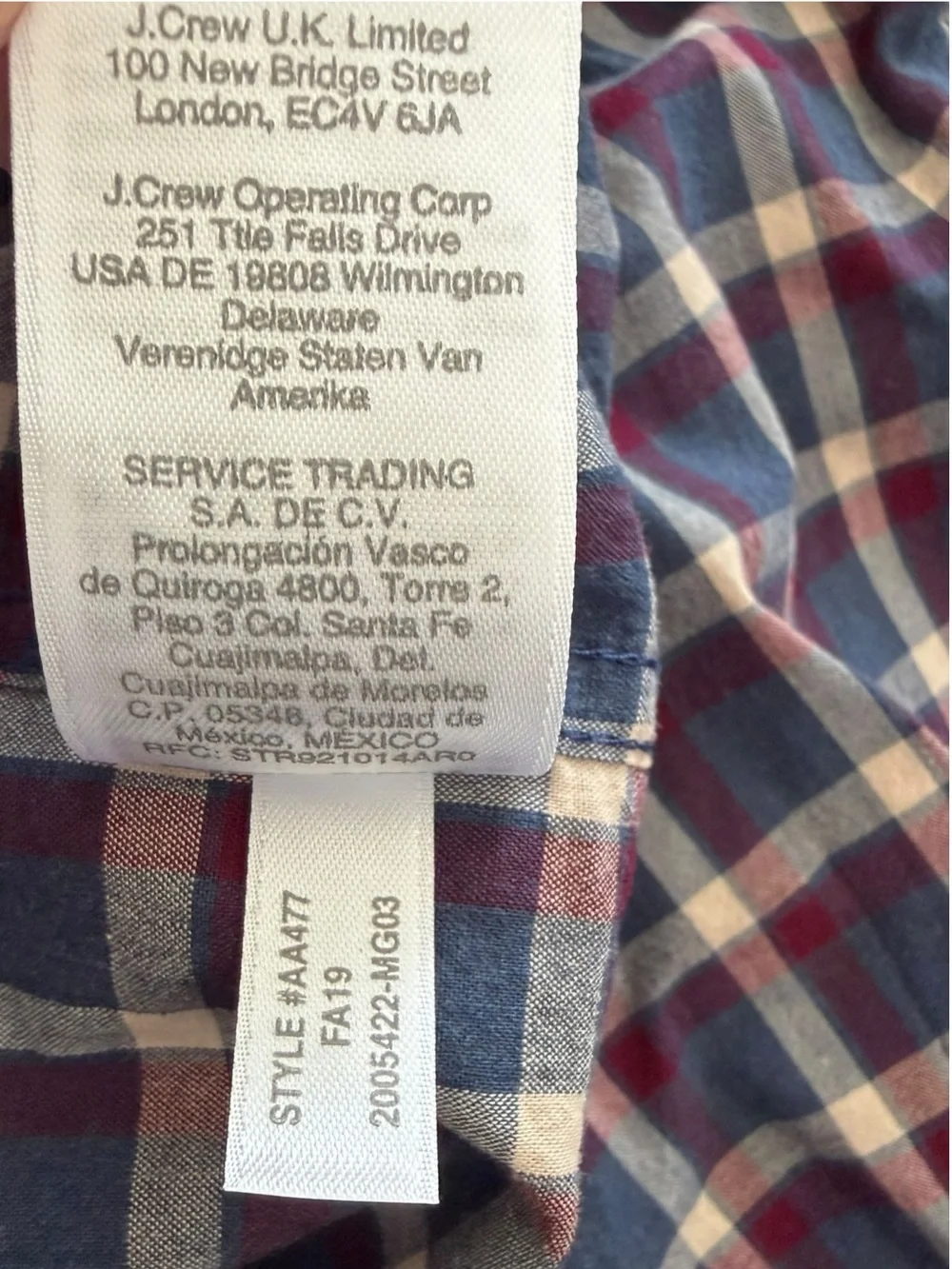 J.Crew Flex Washed Slim Untucked Plaid Long Sleeve Button Down Shirt Large